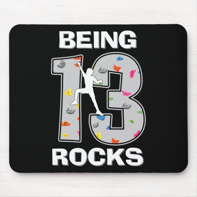 Being 13 Years Old Rocks Rock Climber 13th Birthda Mouse Mat (Front)