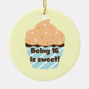 Being 16 is Sweet Birthday T shirts and Gifts Ceramic Tree Decoration