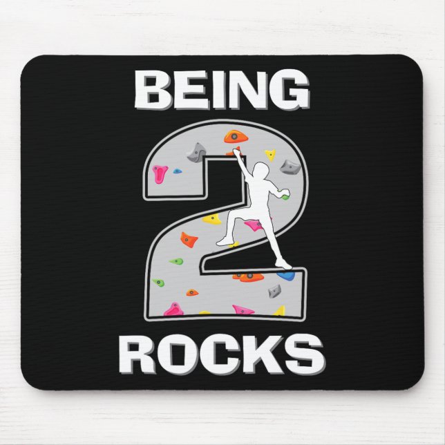 Being 2 Years Old Rocks Rock Climber 2nd Birthday  Mouse Mat (Front)