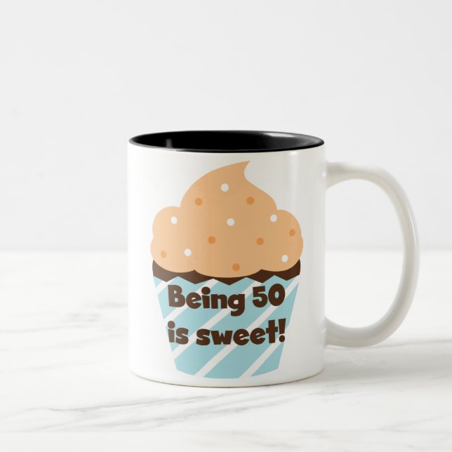 Being 50 is Sweet T-shirts and Gifts Two-Tone Coffee Mug (Right)