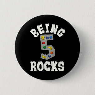 Being 5 Rocks Rock Climber 5th Birthday Funny 6 Cm Round Badge