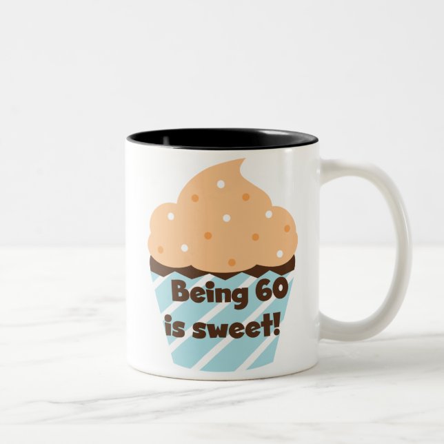 Being 60 is Sweet T-shirts and Gifts Two-Tone Coffee Mug (Right)