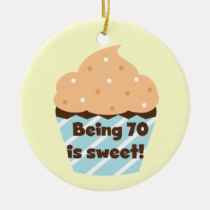 Being 70 is Sweet Birthday T-shirts and Gifts Ceramic Tree Decoration