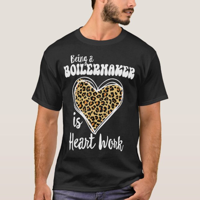Being a Boilermaker is heart work Love Leopard V-D T-Shirt (Front)