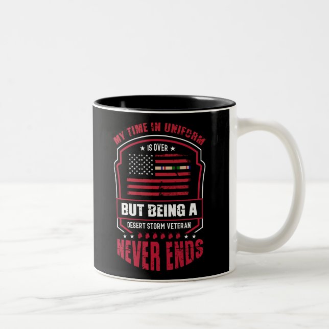 Being A Desert Storm Veteran Never Ends Two-Tone Coffee Mug (Right)