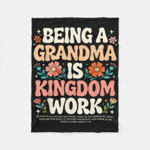 Being A Grandma Is Kingdom Work Psalm 7118 Retro C Fleece Blanket