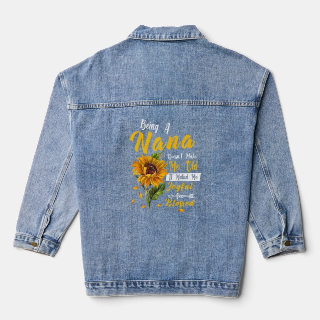 Being A Nana Doesn't Make Me Old Blessed Nana Moth Denim Jacket (Back)
