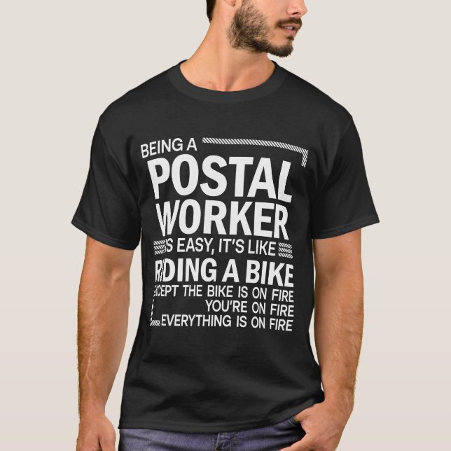 Being A Postal Worker Easy Like Riding A Bike Funn T-Shirt (Front)