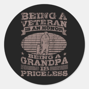 BEING A VETERAN American Veteran Gift Veterans Day Classic Round Sticker