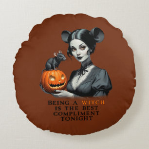 Being a witch is the best compliment tonight. round cushion