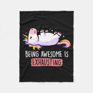 Being Awesome Is Exhausting Retro Lazy Funny Unico Fleece Blanket