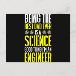 Being Best Dad Ever Is A Science Engineer Funny Announcement Postcard