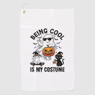 Being Cool Is Costume Halloween Ghost Pumpkin Cat_ Golf Towel