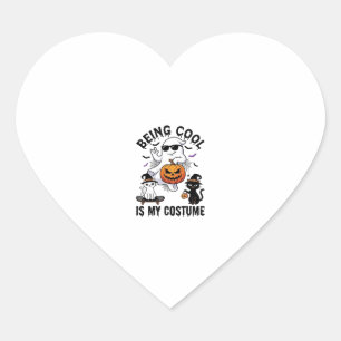 Being Cool Is Costume Halloween Ghost Pumpkin Cat_ Heart Sticker
