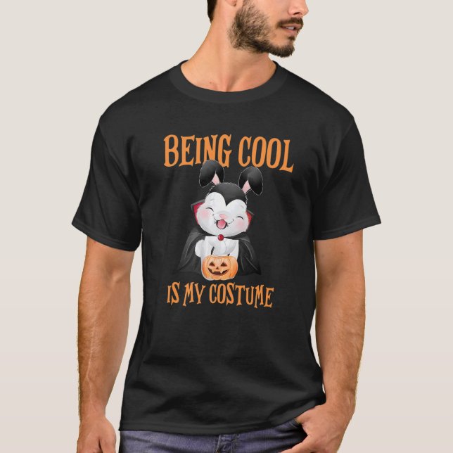 Being Cool Is My Costume Fun Bunny Pumpkin Hallowe T-Shirt (Front)