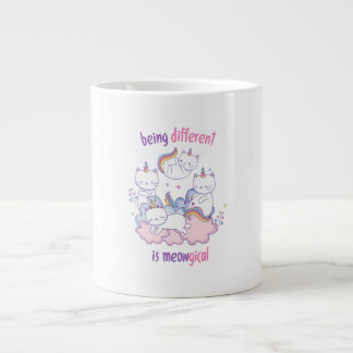 Being different is meowgical Funny unicorn cat Large Coffee Mug