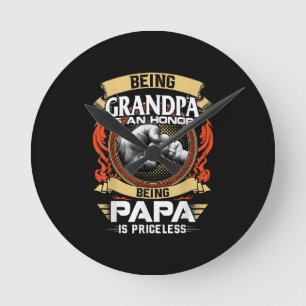 Being Grandpa Is An Honour Being PaPa Is Priceless Round Clock