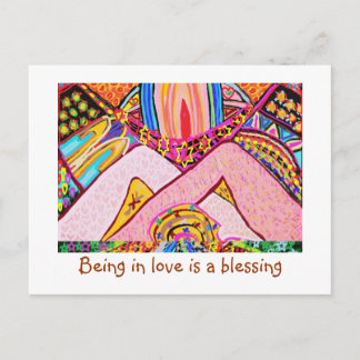 Being in love is a blessing postcard