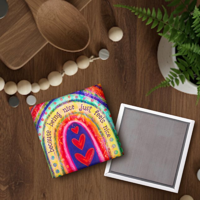 Being Nice Feels Nice Cute Rainbow Kindness Magnet (Creator Uploaded)