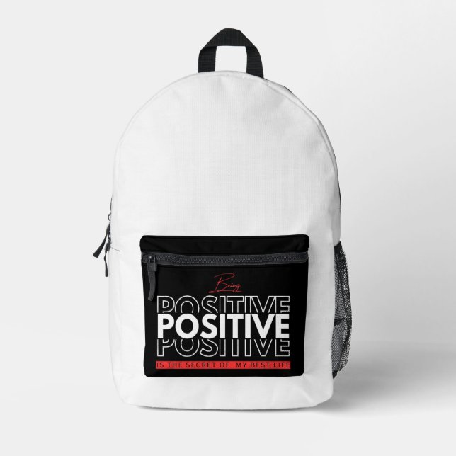 Being Positive Printed Backpack (Front)