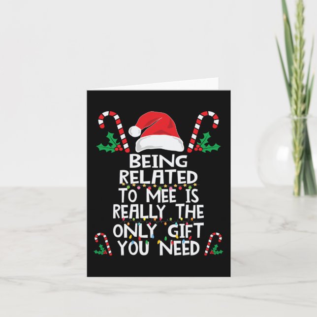 Being Related To Me Christmas Pajama Family Xmas H Card (Front)