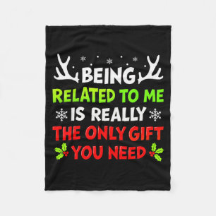Being Related To Me Funny Christmas Shirts Women M Fleece Blanket