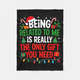 Being Related To Me Funny Christmas Shirts Women M Fleece Blanket