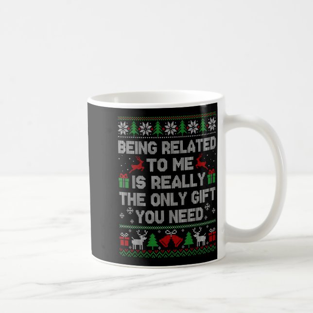 Being Related To Me Funny Ugly Christmas Sweaters  Coffee Mug (Right)