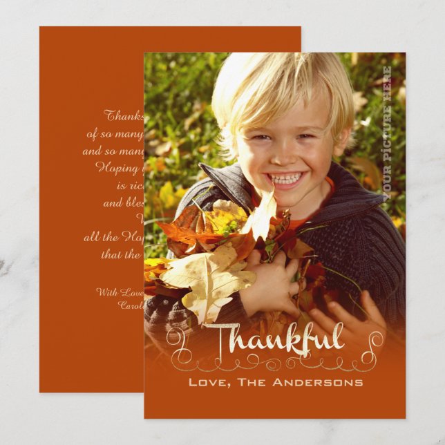 Being Thankful. Thanksgiving Custom Photo Card (Front/Back)