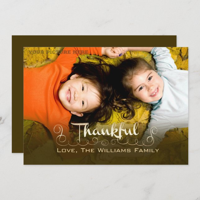 Being Thankful. Thanksgiving Custom Photo Cards (Front/Back)