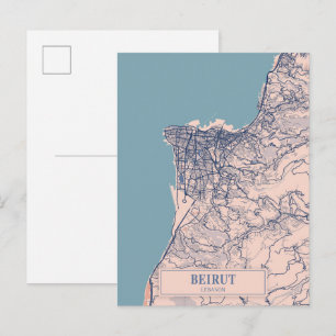 Beirut Lebanon Breezy City Map Travel Postcard