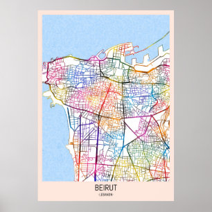 Beirut Lebanon City Map Poster