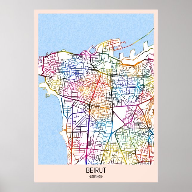 Beirut Lebanon City Map Poster (Front)