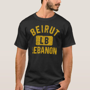 Beirut Lebanon Gym Style Distressed Amber Print T-Shirt