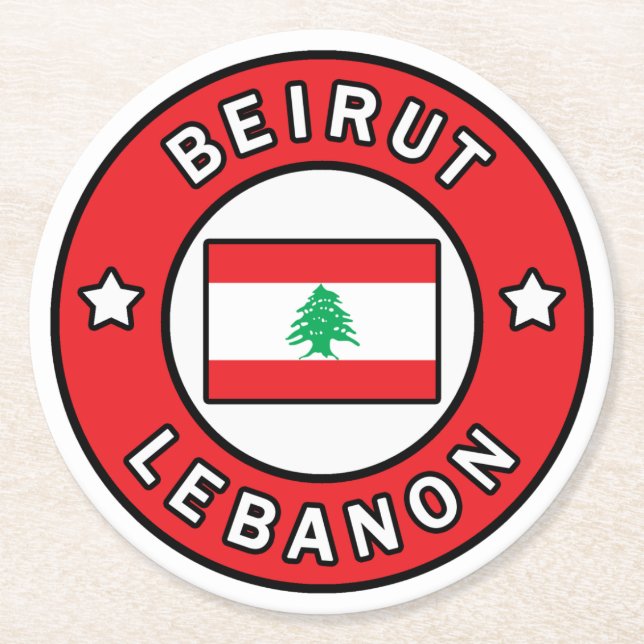 Beirut Lebanon Round Paper Coaster (Front)