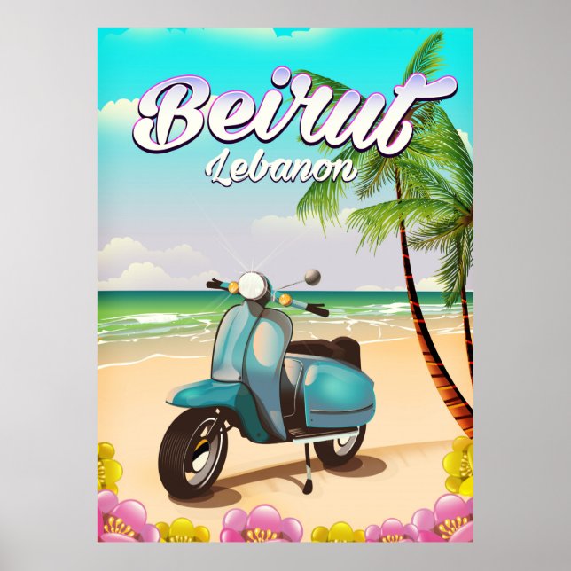 Beirut Lebanon Scooter travel poster (Front)