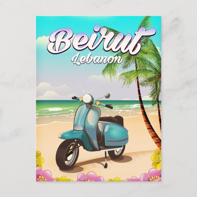Beirut Lebanon Scooter travel poster Postcard (Front)