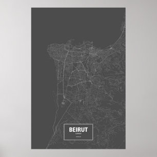 Beirut, Lebanon (white on black) Poster