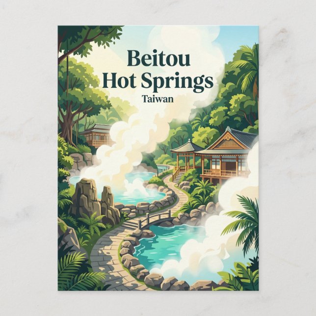 Beitou Hot Springs Taiwan Postcard (Front)