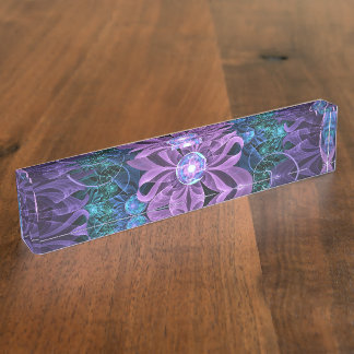 Bejeweled Butterfly Lily of Ultra-Violet Turquoise Nameplate