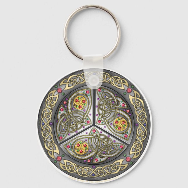 Bejeweled Celtic Shield Key Ring (Front)