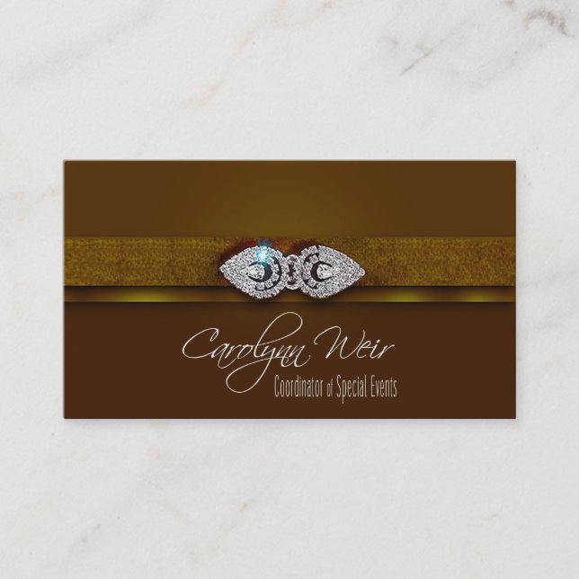 "Bejeweled" - Glamourous Elegant Event Planner Business Card (Front)