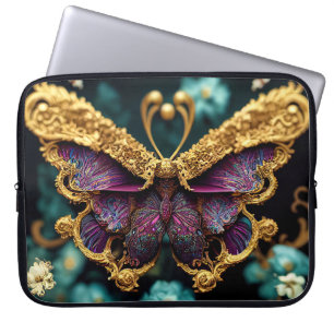 Bejeweled Gold Gemstone Butterfly Laptop Sleeve
