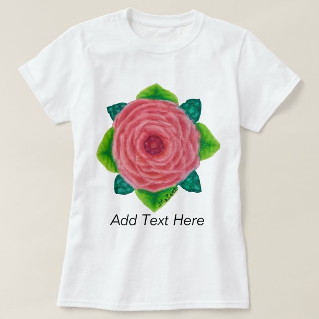 Bejeweled Pink Rose T-Shirt (Design Front)