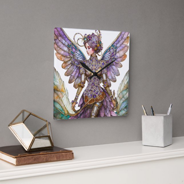 Bejeweled Sugar Plum Fairy Square Wall Clock (Office)