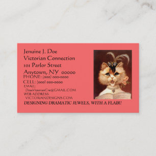 BEJEWELED VICTORIAN PARLOR CAT BUSINESS CARD