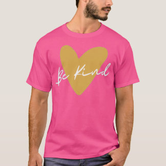 BeKind Quote Cute Hand Drawn Yellow Minimalist Hea T-Shirt
