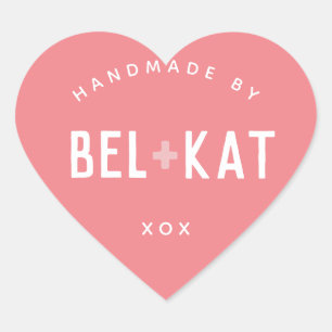 BEL + KAT HEART modern logo coral Heart Sticker
