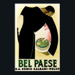 BEL PAESE FORMAGGIO Italian Cheese Food Advert Poster<br><div class="desc">High res reproduction,  photoshop colour tuned for sharp crisp prints,  digital restoration for tears,  smudges,  and missing elements. BEL PAESE FORMAGGIO Italian Cheese Food Advert Art Deco Poster.</div>