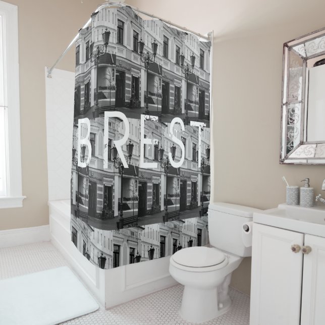 Belarus Беларусь Brest Брест Architecture Collage Shower Curtain (In Situ)